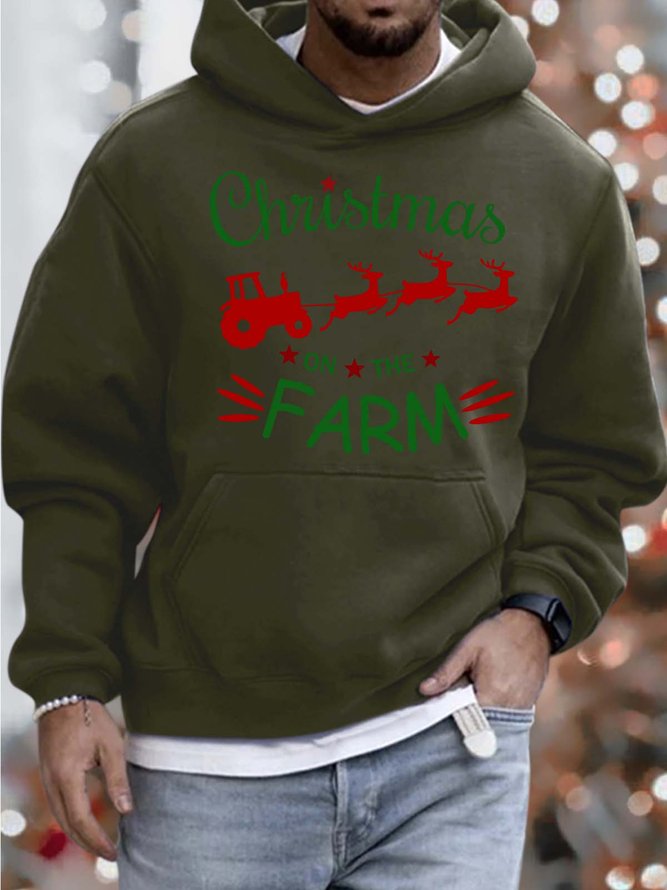 Men’s Christmas On The Farm Hoodie Casual Sweatshirt