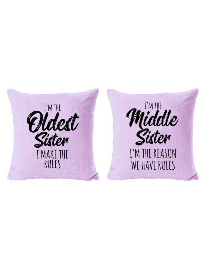 20*20 Sister Gift Middle Sister FunnyBackrest Cushion Pillow Covers Decorations For Home