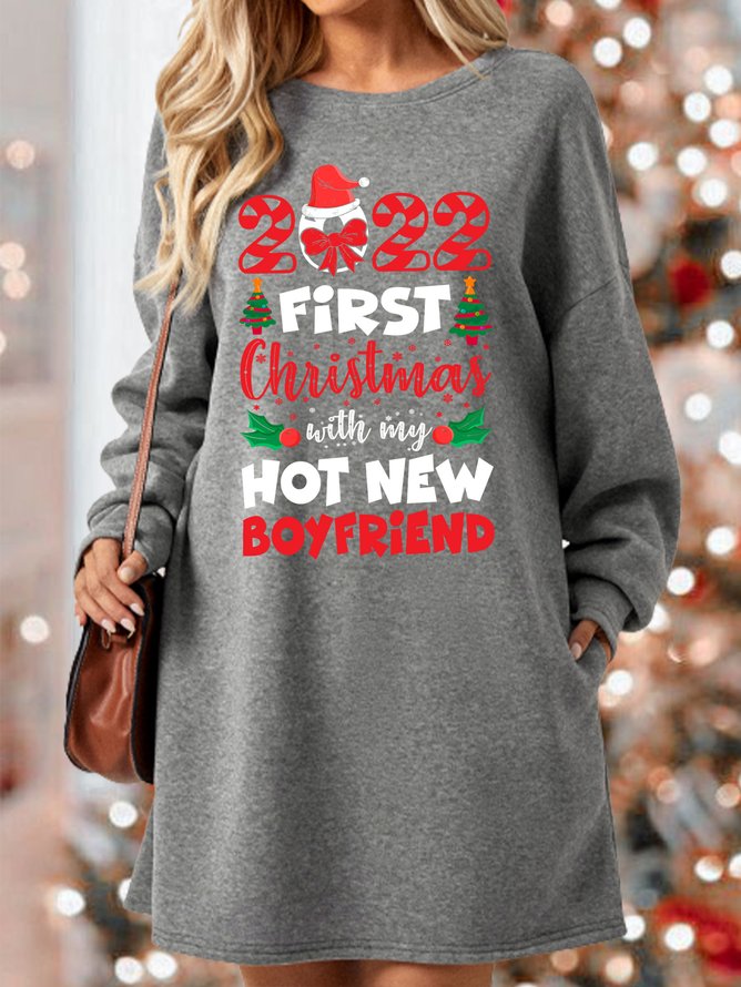 Lilicloth X Manikvskhan 2022 First Christmas With My Hot New Boyfriend Womens Sweatshirt Dress