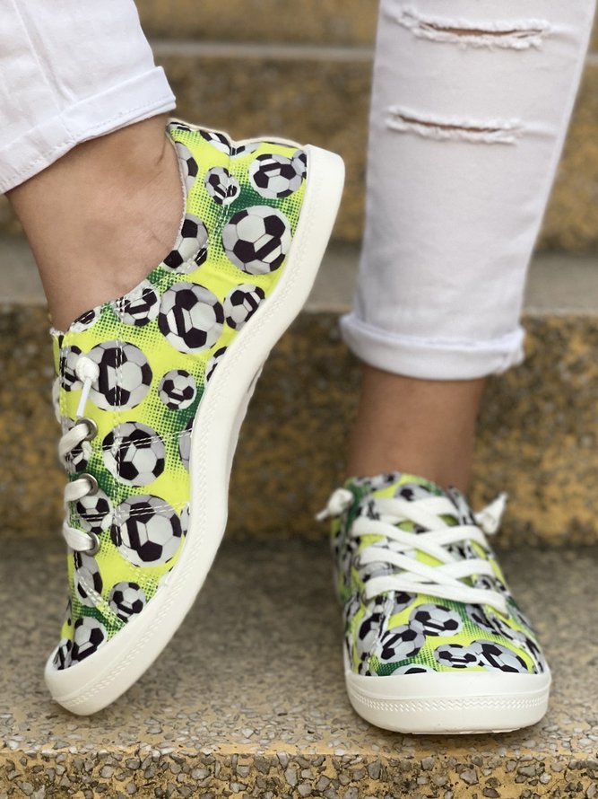 The World Cup Soccer Printing Plus Size Casual Flat Shoes