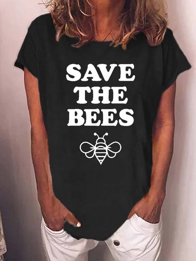 Women's Save the Bees Animal Casual Crew Neck T-Shirt