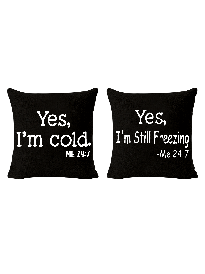 20*20 Set of 2 Yes I'm Cold Backrest Cushion Pillow Covers, Decorations For Home