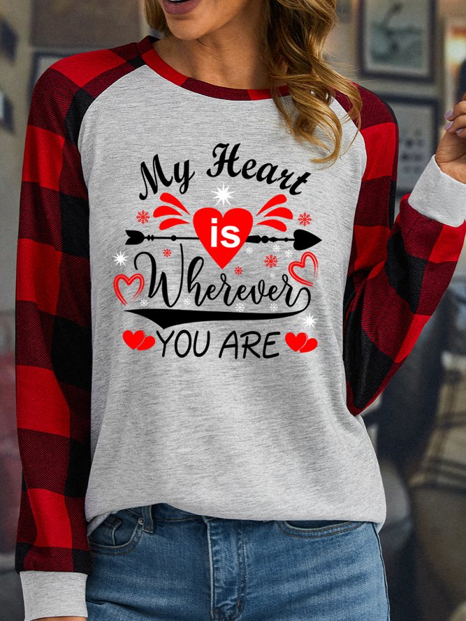 Lilicloth X Y My Heart Is Wherever You Are Womens Long Sleeve Buffalo Plaid T-Shirt