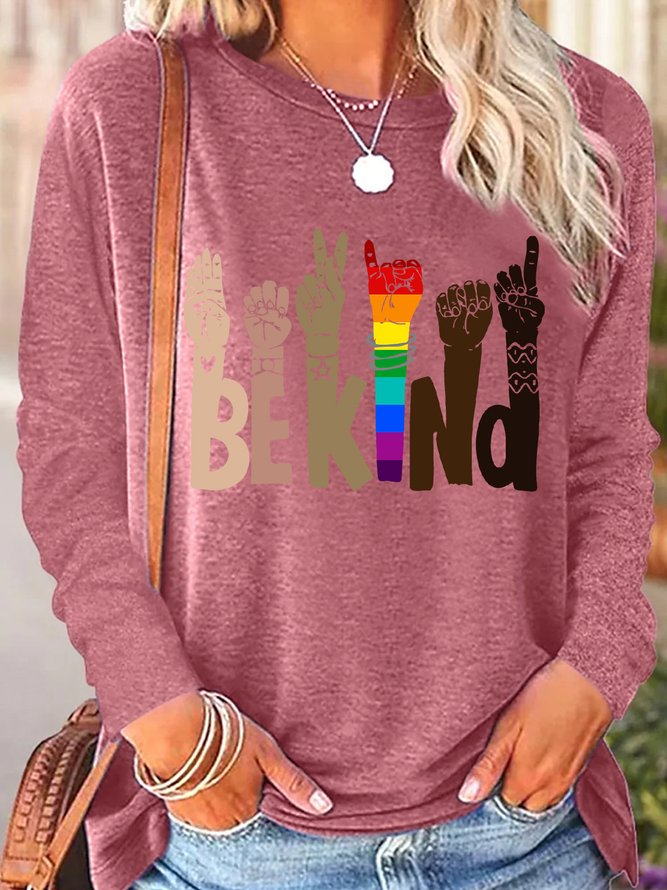 Womens Be Kind Print Casual Top