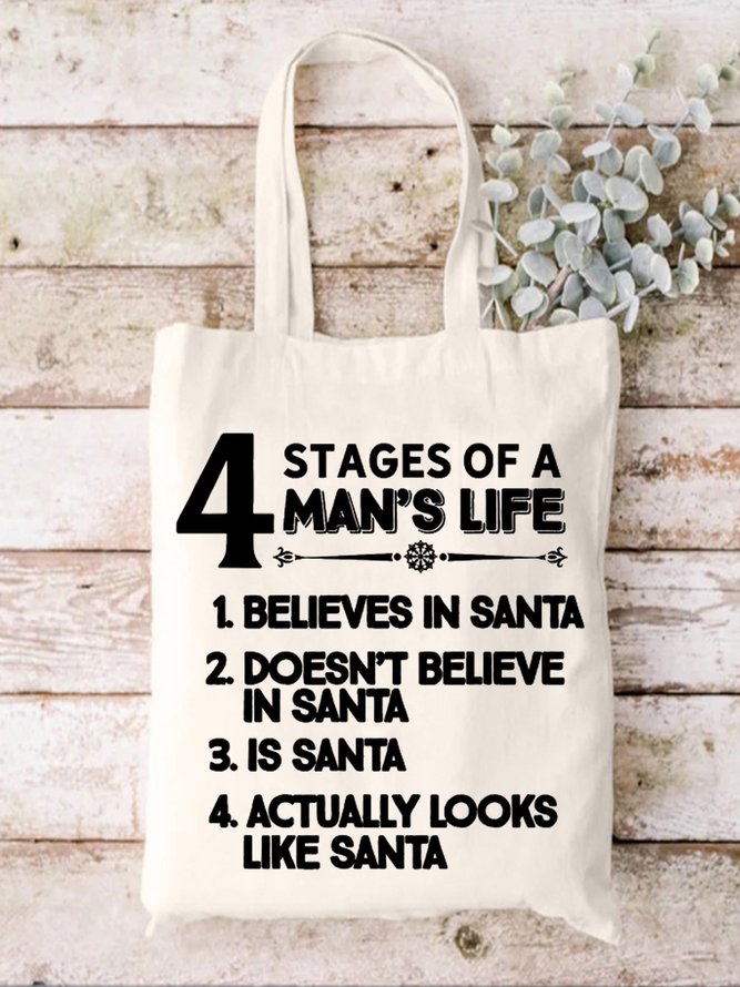 4 Stages Of A Man's Life Faith Text Letters Casual Shopping Tote Bag