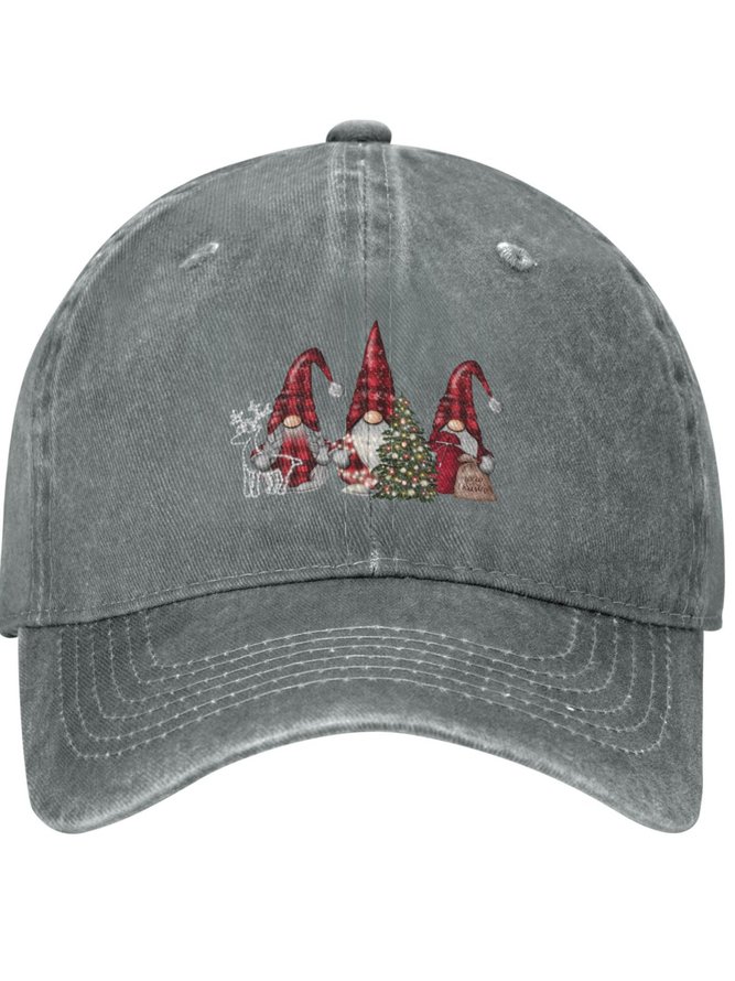 Three Christmas Santas With Gift Festival Graphic Adjustable Hat