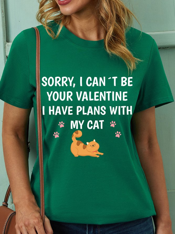 Lilicloth X Hynek Rajtr Sorry I Can't Be Your Valentine I Have Plans With My Cat Womens T-Shirt