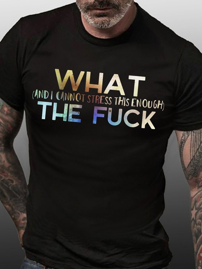 Men's And I Cannot Stress This Enough Funny Graphic Print Cotton Text Letters Crew Neck Casual T-Shirt