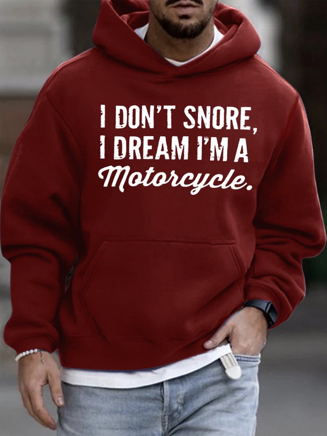 Men's I Don't Snore I Dream I Am A Motorcycle Funny Graphic Print Hoodie Text Letters Loose Casual Sweatshirt