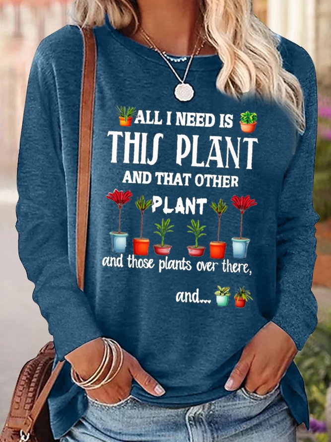 Women's Plant Lover Casual Crew Neck Sweatshirt