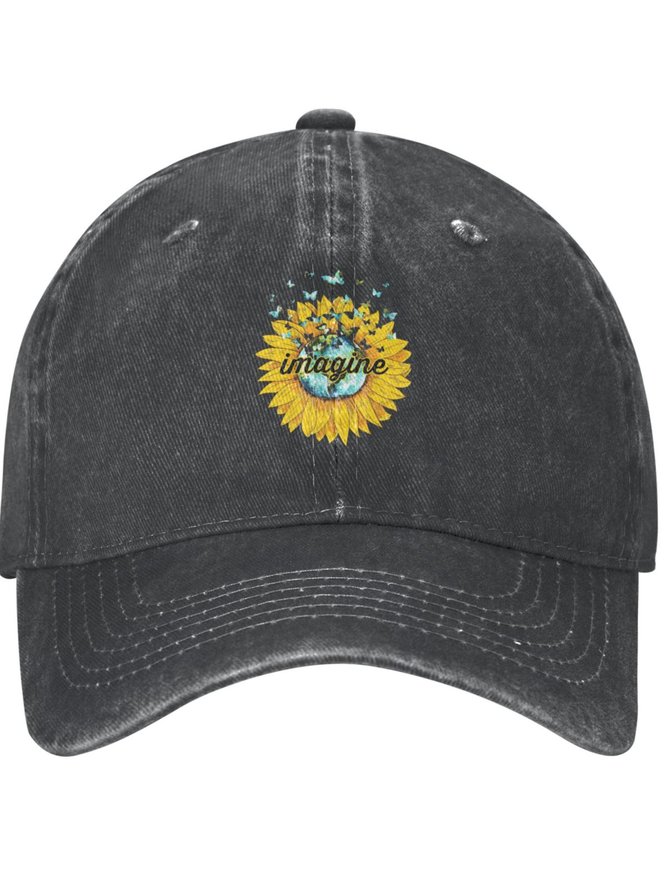 Imagine Sunflower Plant Graphic Adjustable Hat