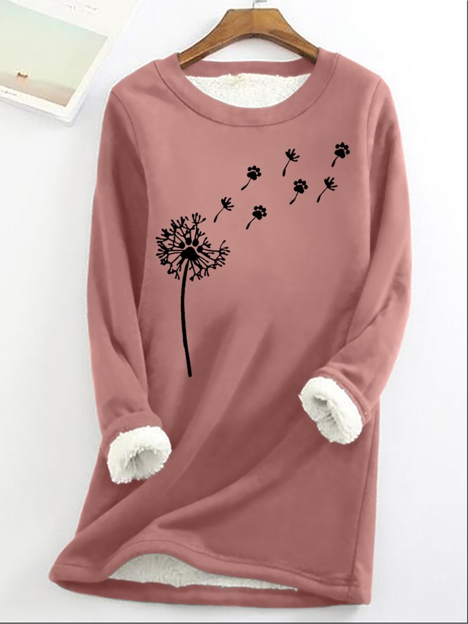 Women's Casual Flower Cat Crew Neck Sweatshirt