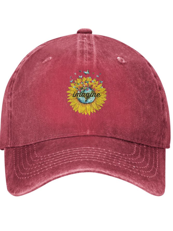 Imagine Sunflower Plant Graphic Adjustable Hat