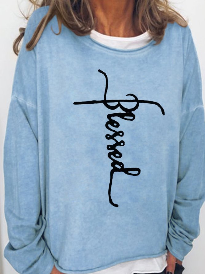 Women's Blessed Letters Casual Sweatshirt