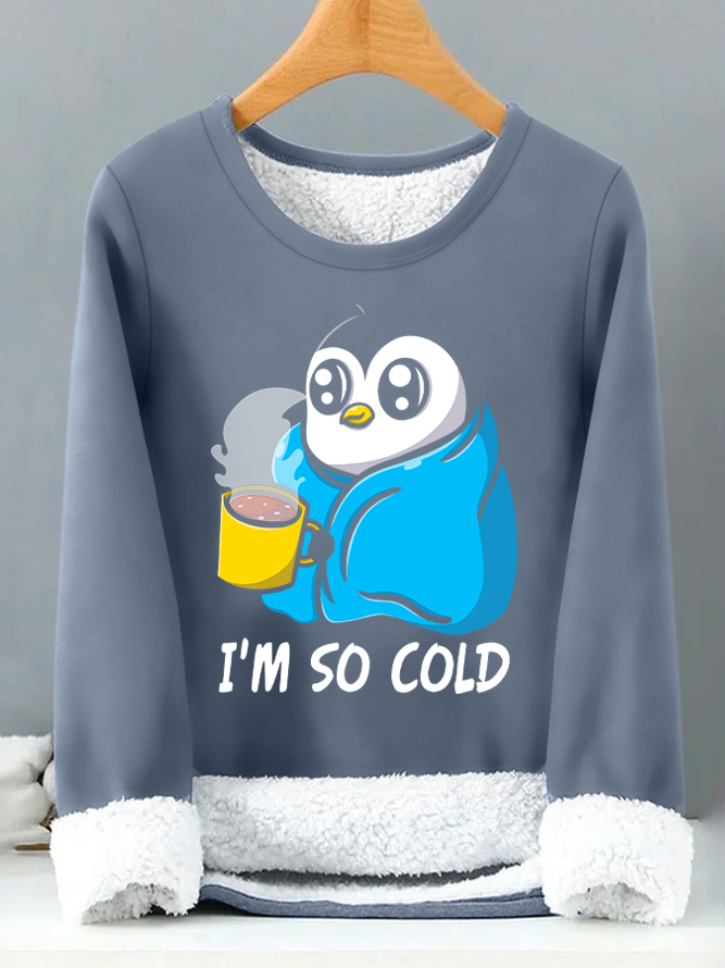 Lilicloth X Manikvskhan Penguin I'm So Cold Womens Warmth Fleece Sweatshirt