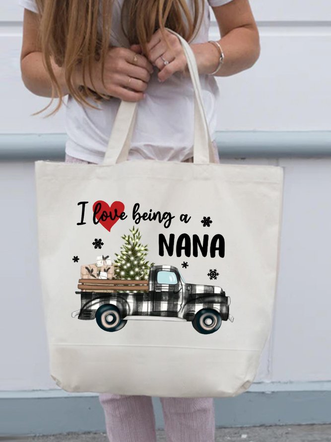 I Love Being A Nana Family Text Letters Casual Shopping Tote Bag