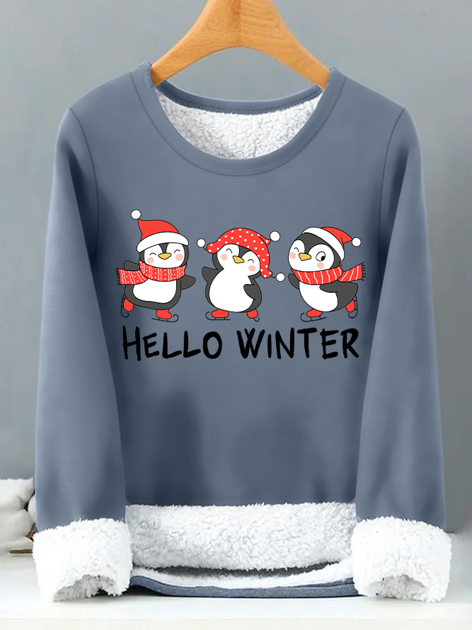 Lilicloth X Manikvskhan Hello Winter With Penguins Womens Warmth Fleece Sweatshirt