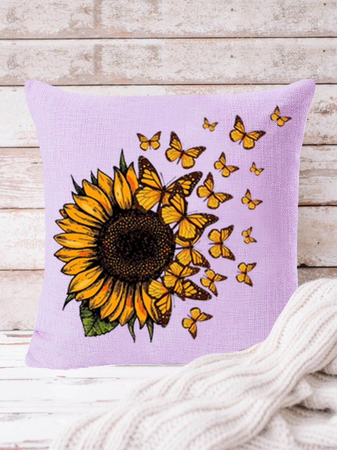 18*18 Sunflower Butterfly Backrest Cushion Pillow Covers Decorations For Home