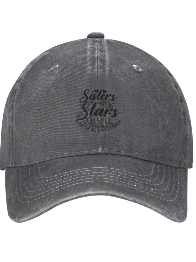 Sisters Are Like Stars Family Text Letters Adjustable Hat