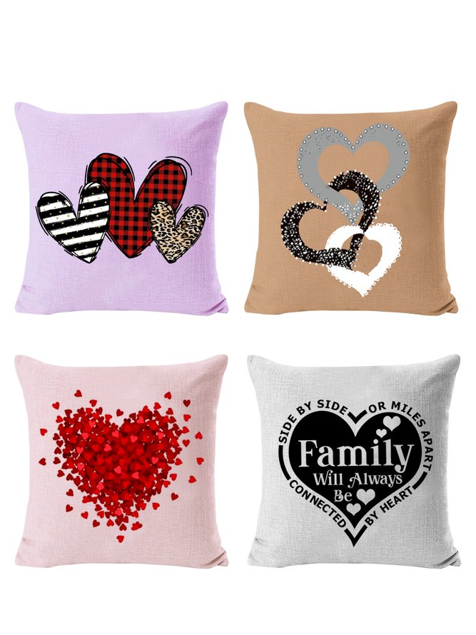 18*18 Set of 4 Valentine's Day Love heart Backrest Cushion Pillow Covers, Decorations For Home