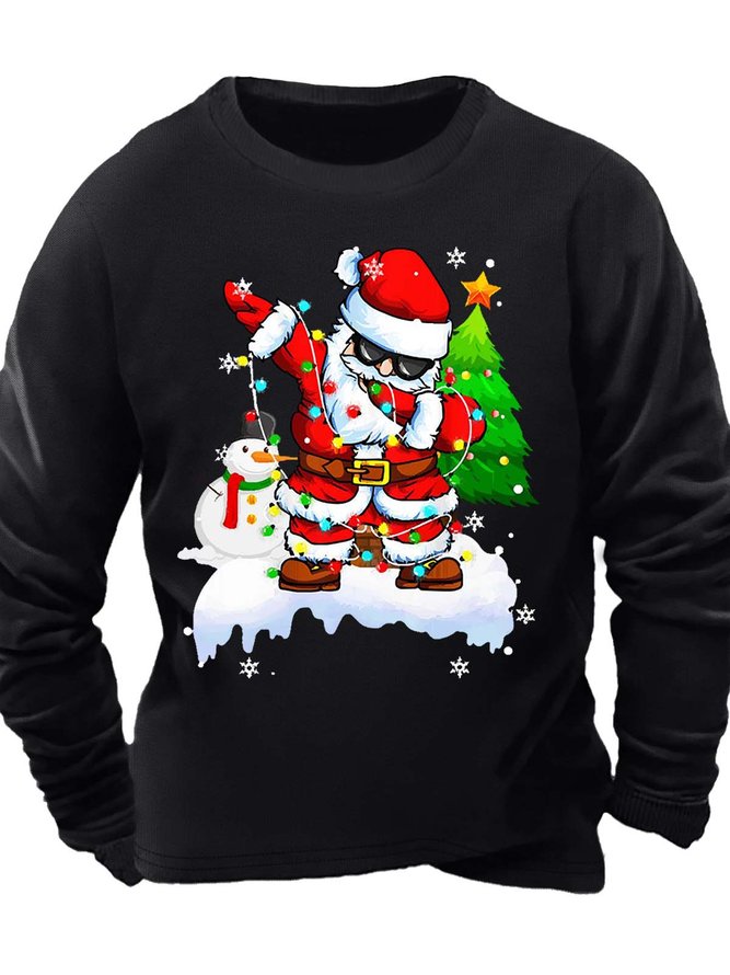Men’s Merry Christmas Santa Crew Neck Regular Fit Casual Christmas Sweatshirt