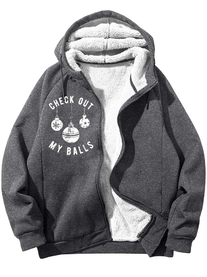 Men’s Check Out My Balls Hoodie Loose Casual Text Letters Sweatshirt