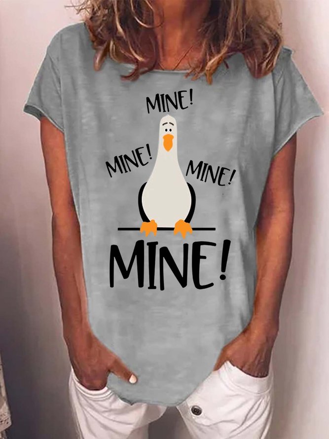 Women’s Mine Mine MIne Valentine Casual Text Letters Crew Neck Loose T-Shirt