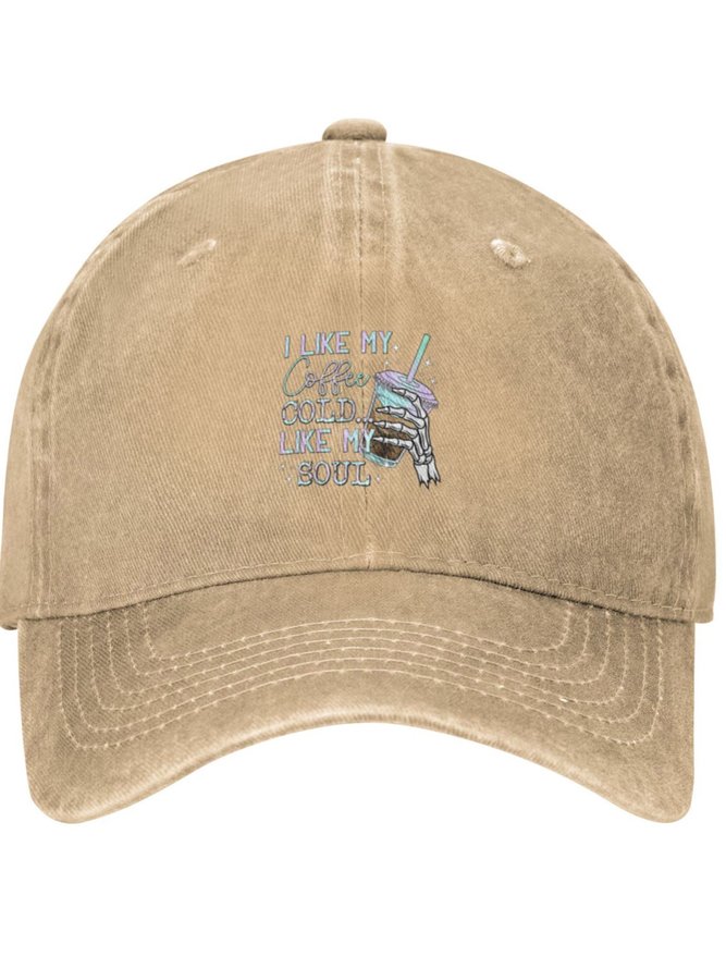 I Like My Coffee Cold Funny Text Letters Adjustable Hat