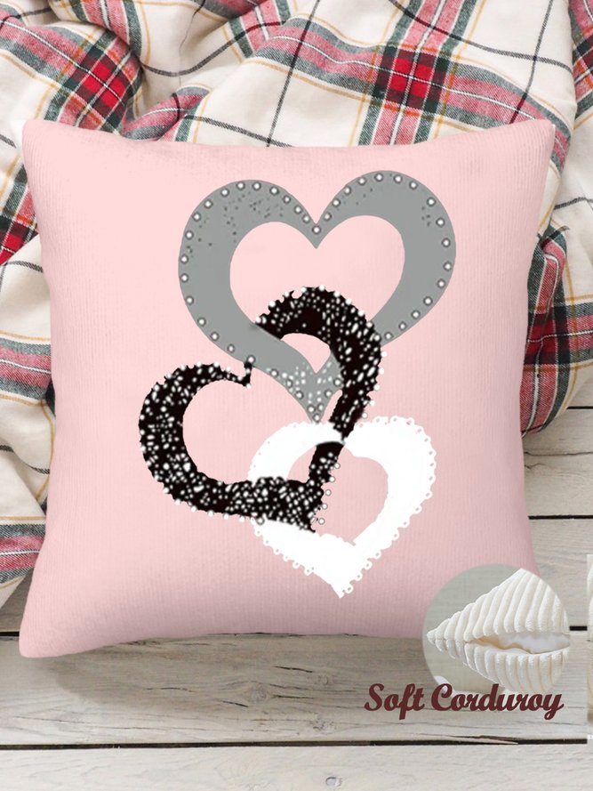 18*18 Simple Heart LoveThrow Pillow Covers, Pillow Covers Decorative Soft Corduroy Cushion Pillowcase Case For Living Room