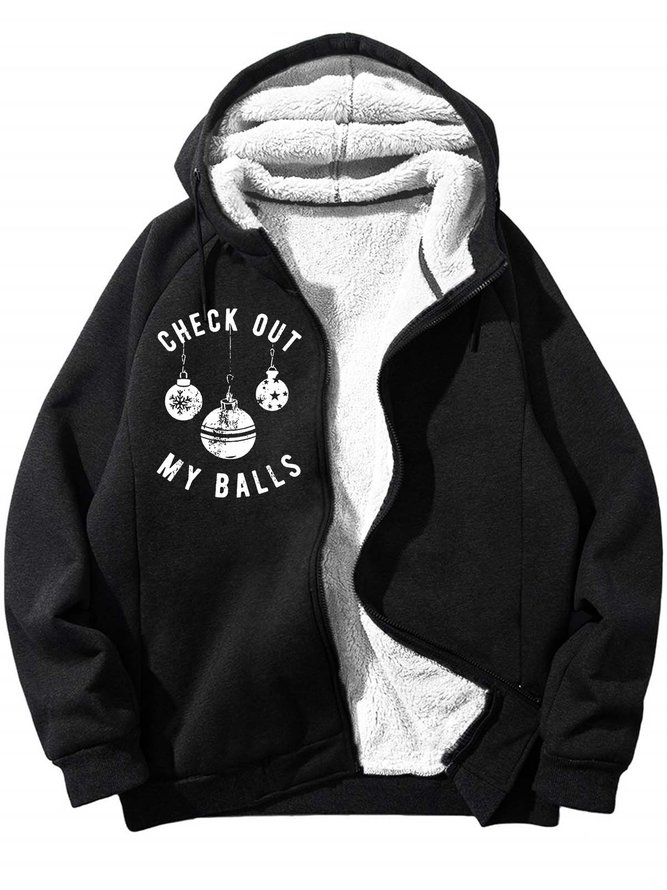 Men’s Check Out My Balls Hoodie Loose Casual Text Letters Sweatshirt
