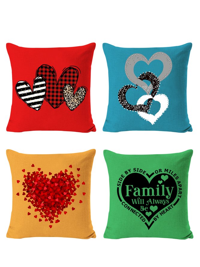 18*18 Set of 4 Valentine's Day Love heart Backrest Cushion Pillow Covers, Decorations For Home