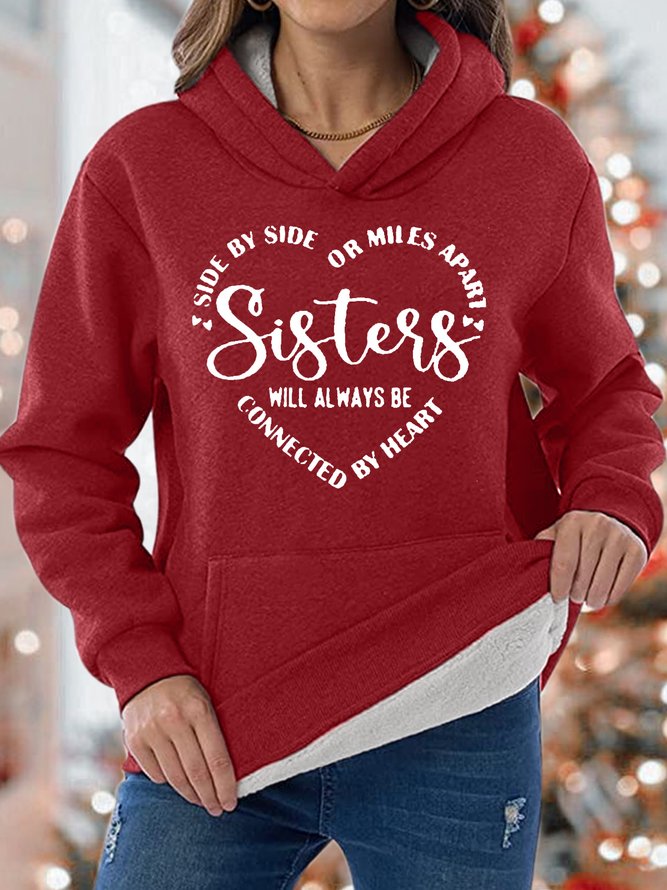 Womens Sister Letter Heart Print Casual Sweatshirt
