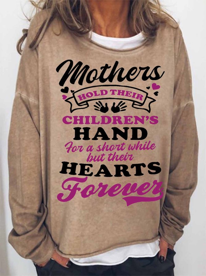 Women's Word Hold Hands For Short Heart Forever Simple Hear Sweatshirt