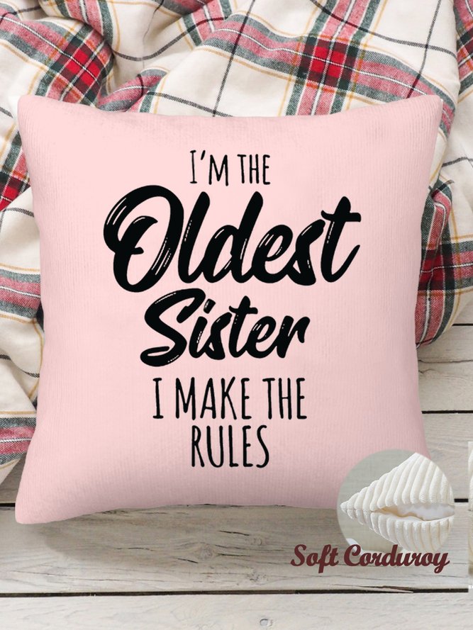 18*18 Funny Sister Gift Old Sister Throw Pillow Covers, Pillow Covers Decorative Soft Corduroy Cushion Pillowcase Case For Living Room