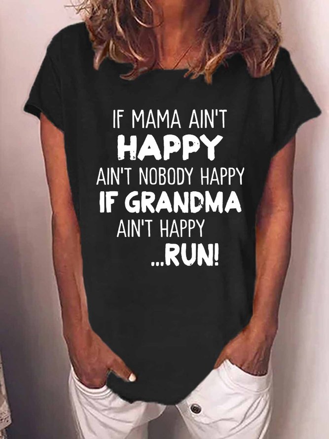 Women's Funny Word Grandma Casual Cotton-Blend T-Shirt