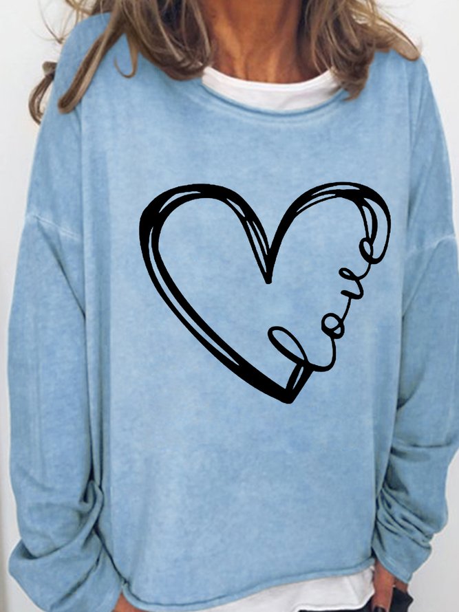 Women's Vintage Valentine Heart Casual Sweatshirt