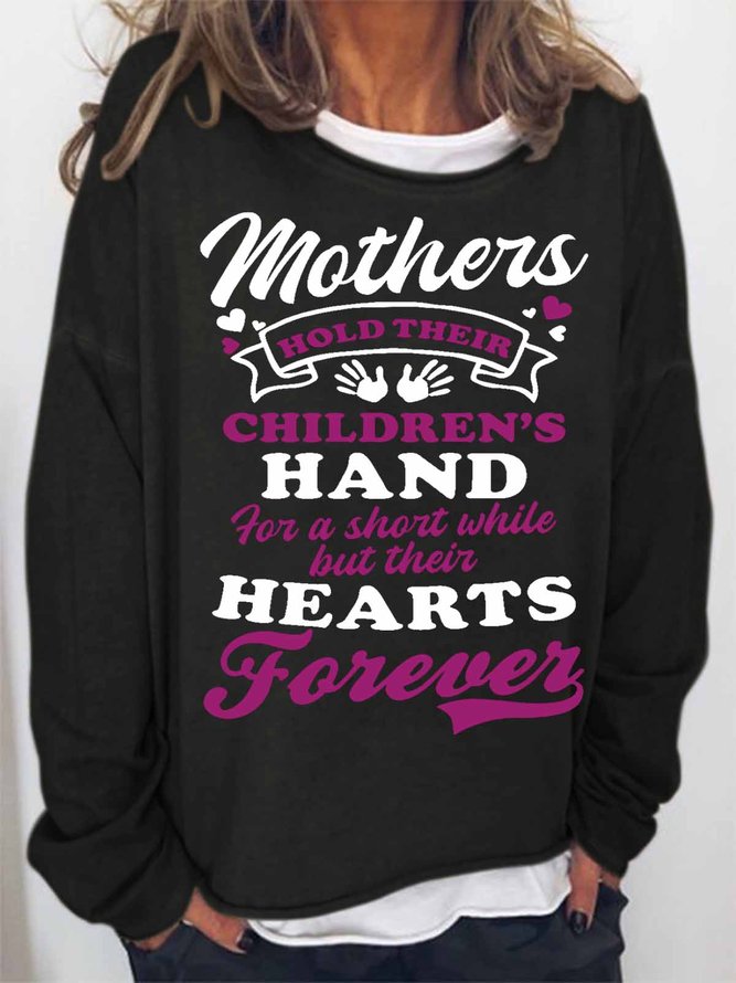 Women's Word Hold Hands For Short Heart Forever Simple Hear Sweatshirt