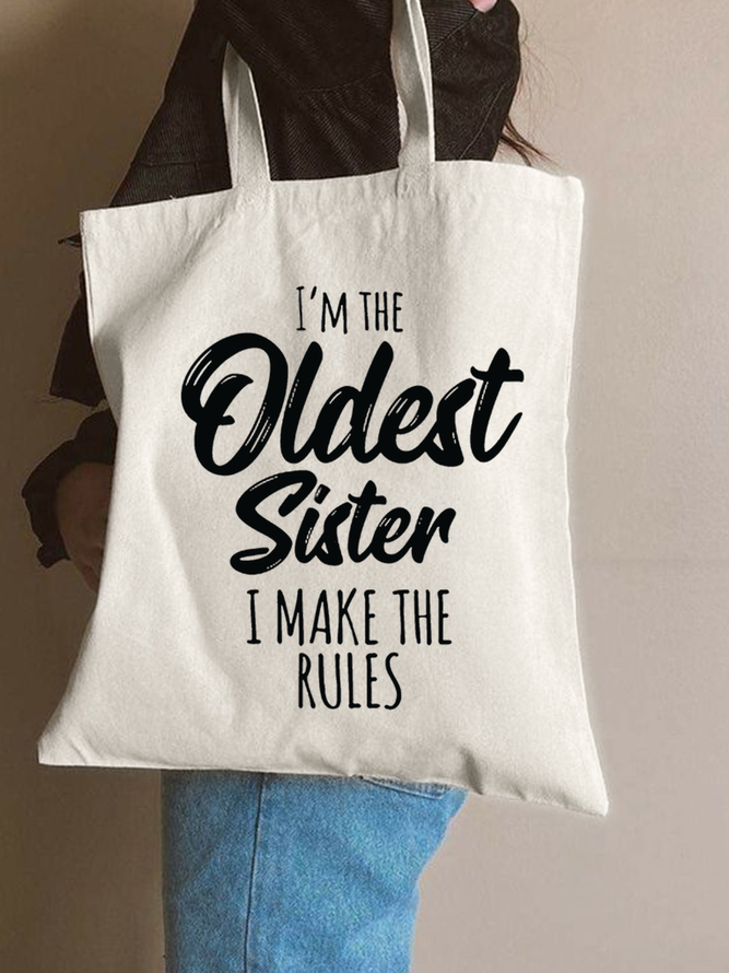 I'M The Oldest Sister Family Text Letters Shopping Tote Bag