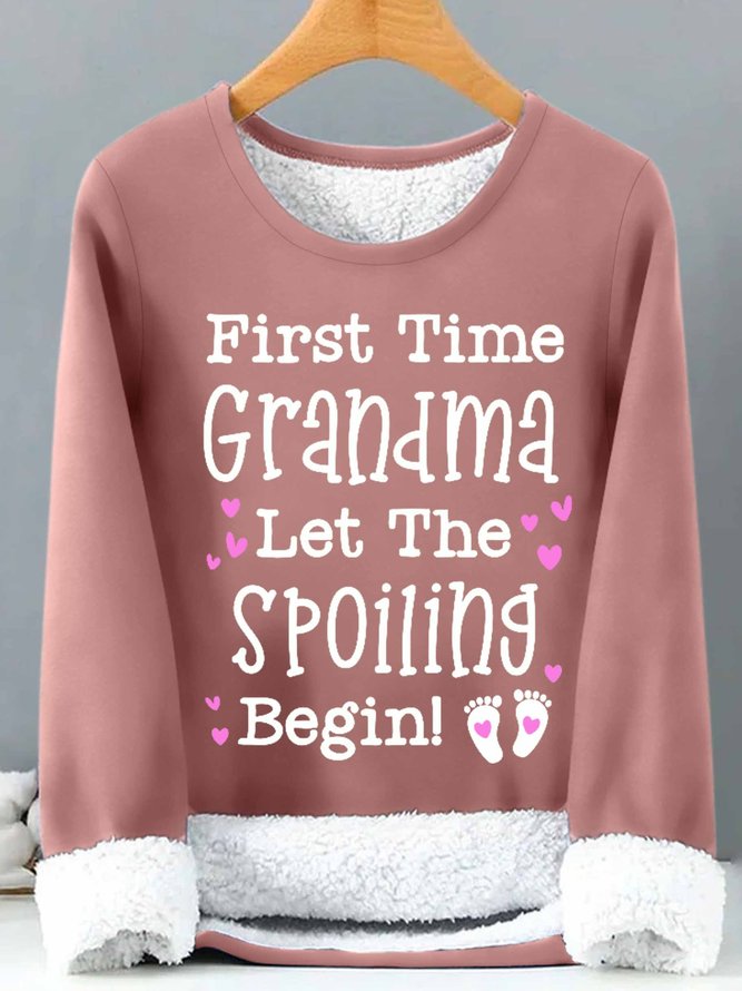 Women's Gift For New Grandma First Time Grandma Let The Spoiling Begin Loose Simple Sweatshirt