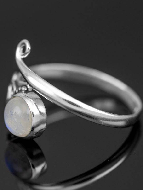 Vintage Natural Opal Moonstone Ring Boho Ethnic Jewelry
