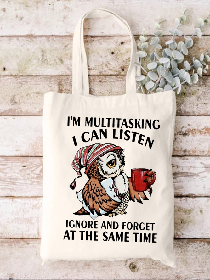 I Am Multitasking I Can Listen Animal Graphic Casual Shopping Tote Bag