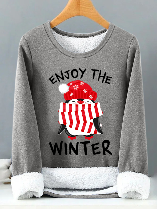 Lilicloth X Manikvskhan Penguin Enjoy The Winter Womens Warmth Fleece Sweatshirt