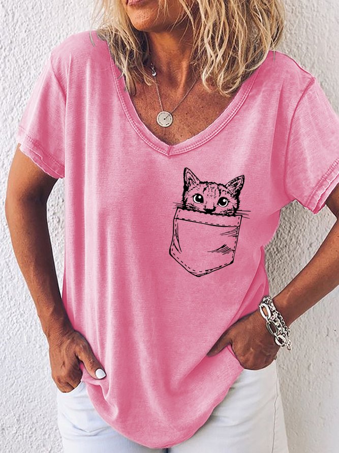 Women's Cat Print Casual T-Shirt