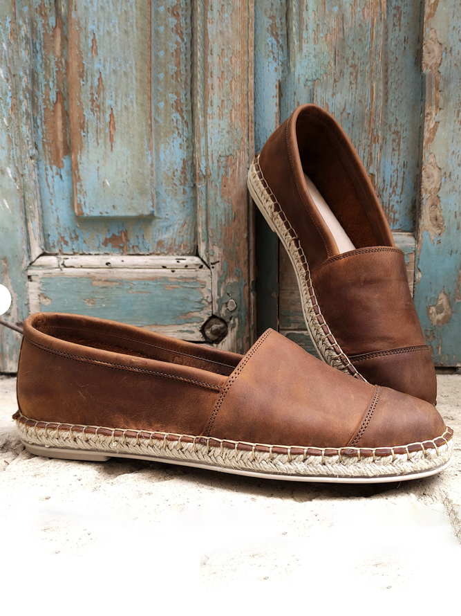 Women‘s Vintage Soft Leather Espadrilles Flats