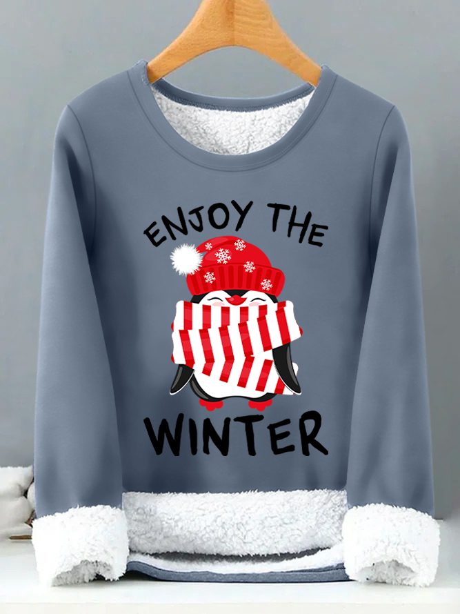 Lilicloth X Manikvskhan Penguin Enjoy The Winter Womens Warmth Fleece Sweatshirt