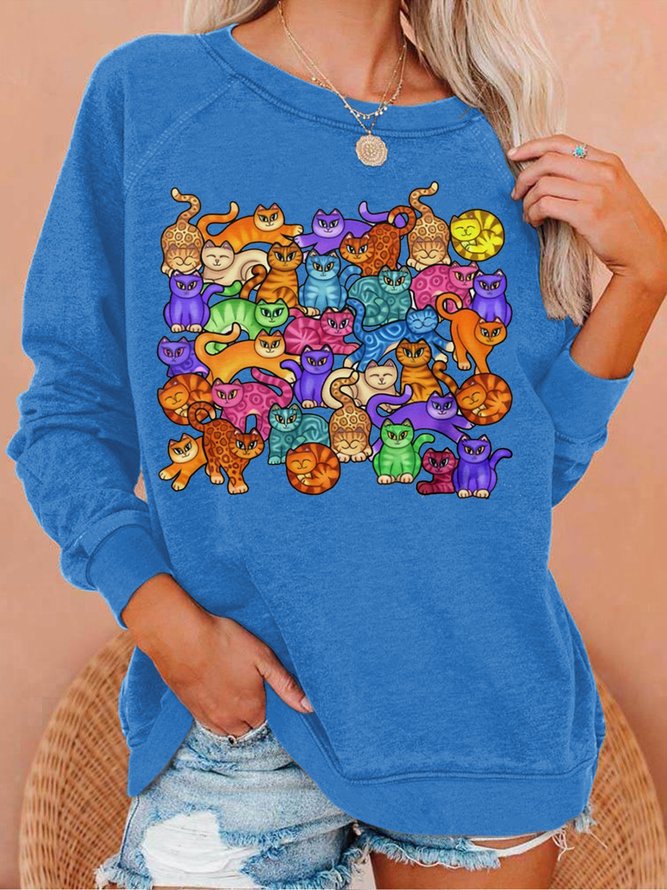 Women's Cat Lover Print Casual Sweatshirt