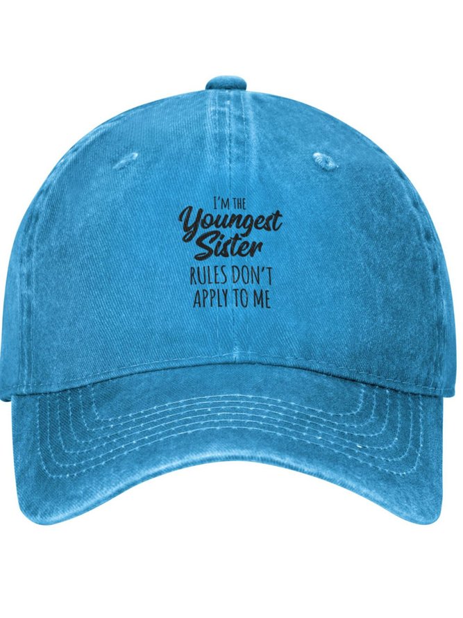 I'm The Youngest Sister Family Text Letters Adjustable Hat