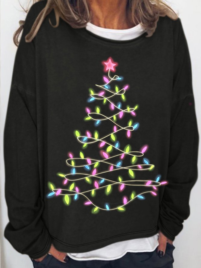 Women's Christmas Light Tree Casual Sweatshirt