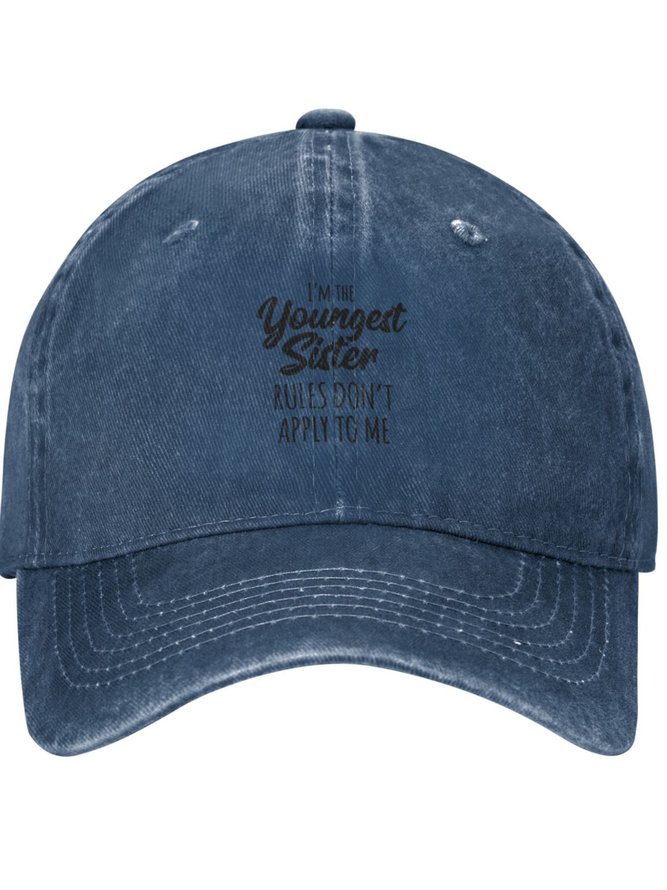 I'm The Youngest Sister Family Text Letters Adjustable Hat