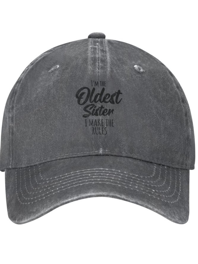 I'm The Oldest Sister Family Text Letters Adjustable Hat